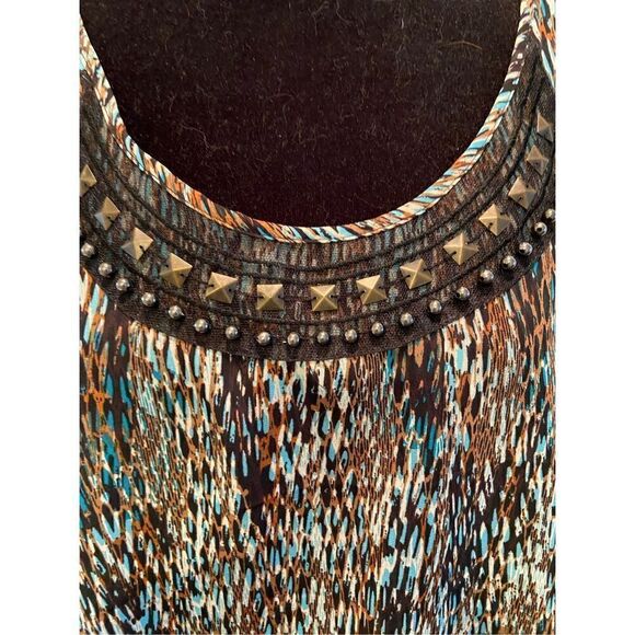 Notations Women's Sleeveless, Scoop Neck with Embellishments Large Animal Print- - Picture 3 of 4